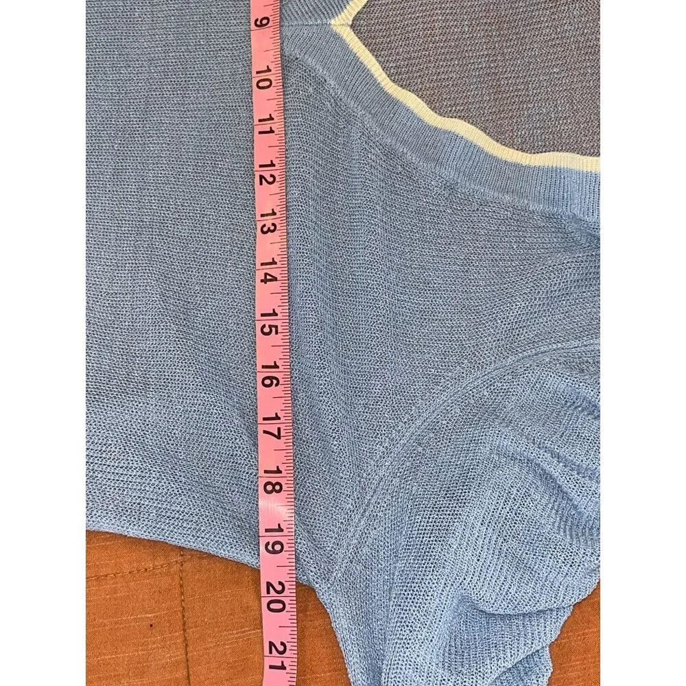 VERONICA BEARD Saville  V- Neck Sheer linen Sweater Women Size M Medium